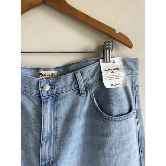 Madewell Superwide Leg Jeans in Alesio Wash Sz 32 Light Wash Wide Leg High Rise - Picture 6 of 7